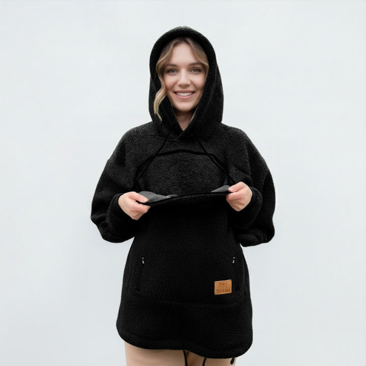 Pet Care Hoodie Long Sleeve Warm Fall Winter Pullover Sweatshirt with Dog Pouch for Outdoor Dog Walking excitement