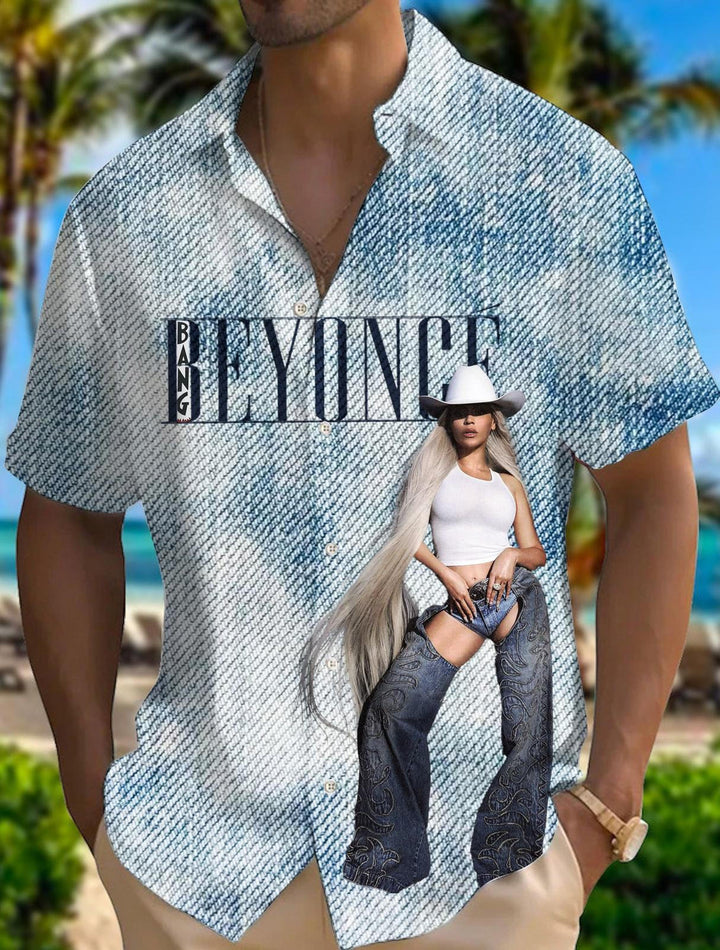 Beyoncé Minimalist Print Men's Short Sleeve Shirts