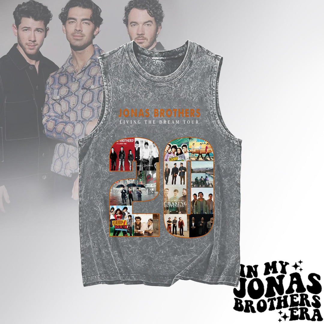 Jonas Brothers Washed Cotton Round Neck Sleeveless Vest