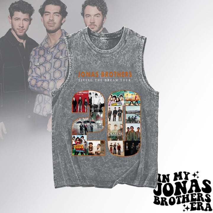 Jonas Brothers Washed Cotton Round Neck Sleeveless Vest