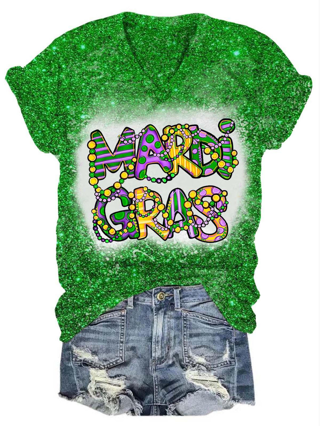 Fat Tuesday Mardi Gras Glitter T-Shirt