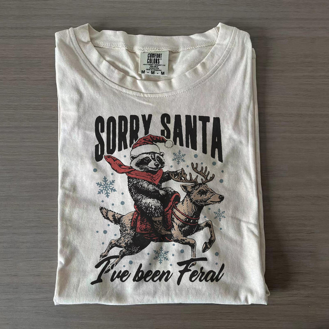 Funny Raccoon Sorry Santa I've Been Feral T-shirts