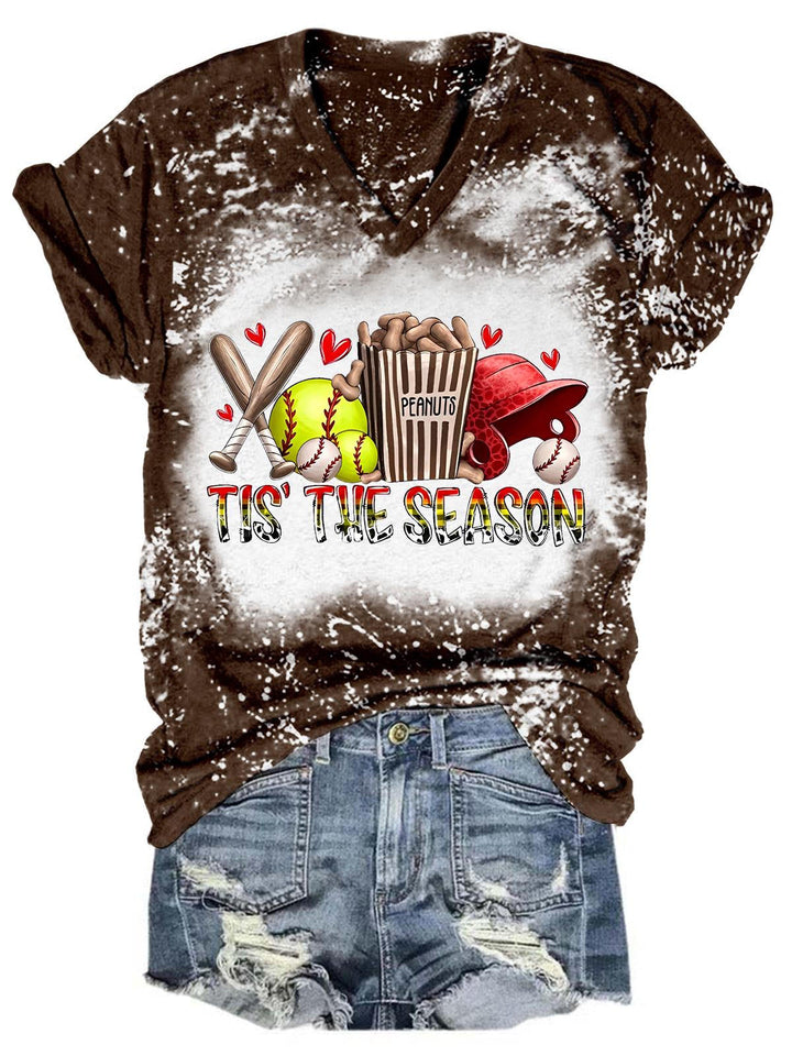 Tis' The Season Sport Tie Dye V Neck T-shirt