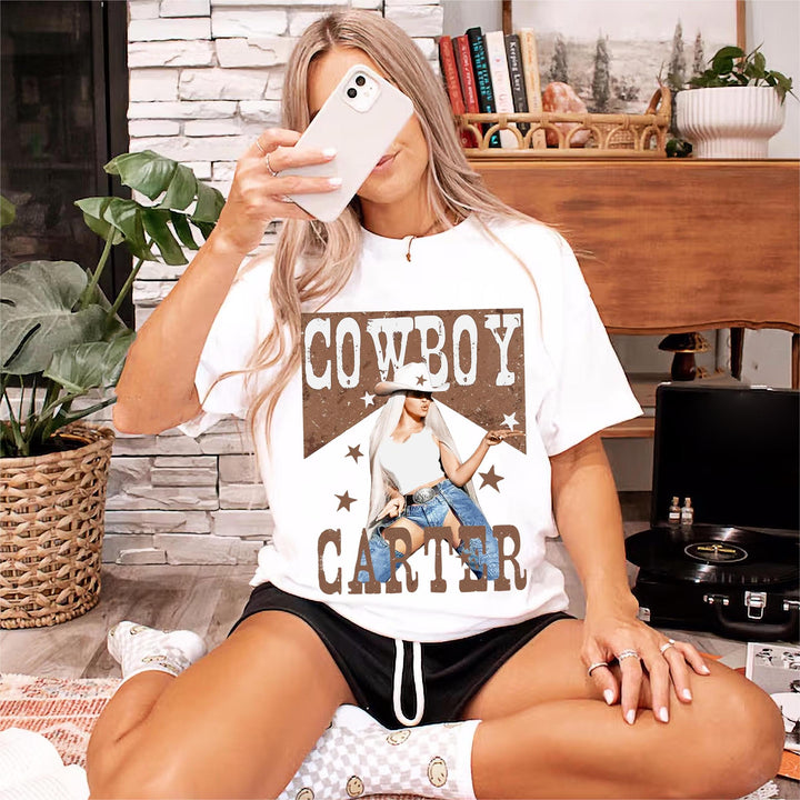 Beyonce Cowboy Carter Print Crew Neck T-shirt