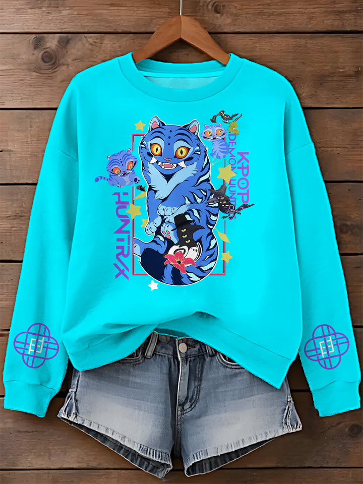 Demon Hunter Printed Long Sleeve Casual Top