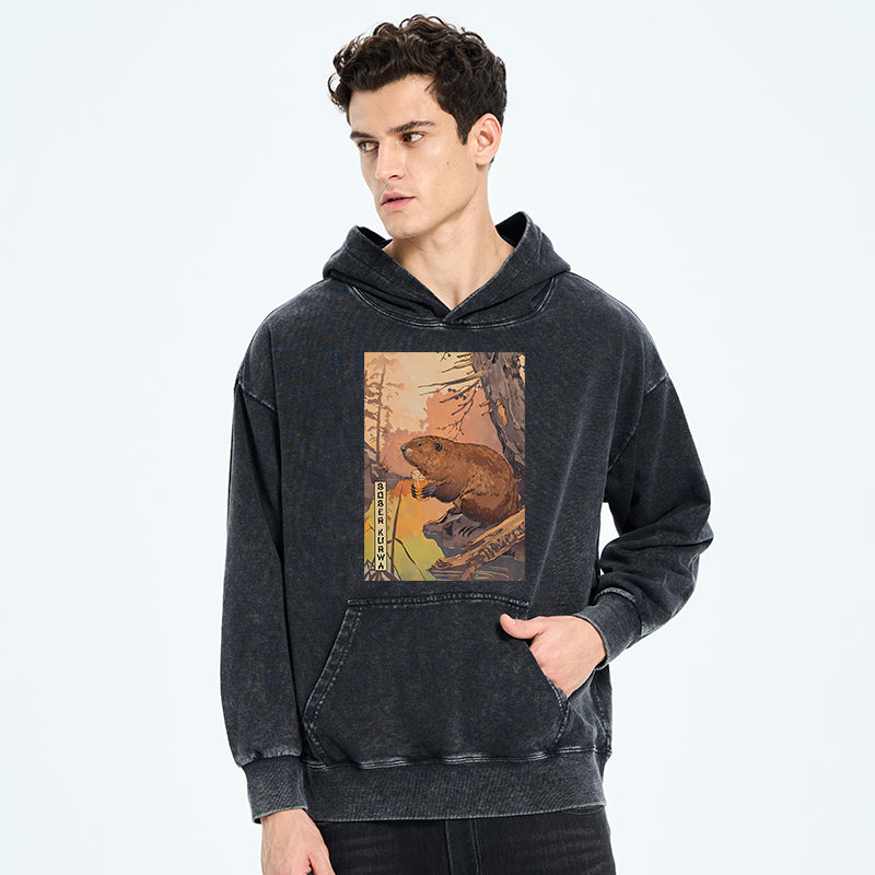 Beaver By The River Washed Hoodie