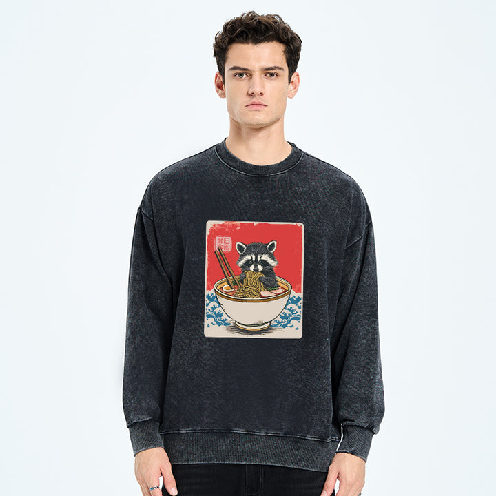 Ramen Lover Raccoon Washed Sweatshirt