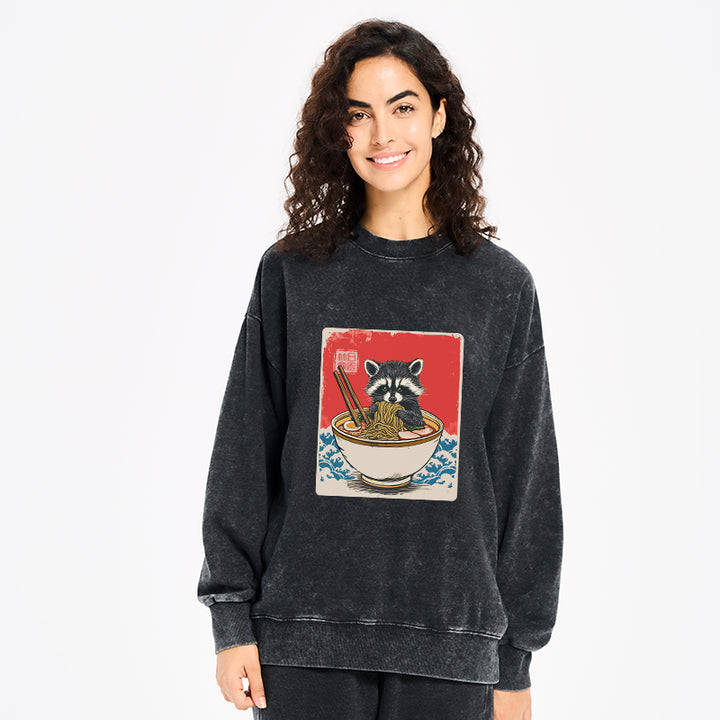 Ramen Lover Raccoon Washed Sweatshirt